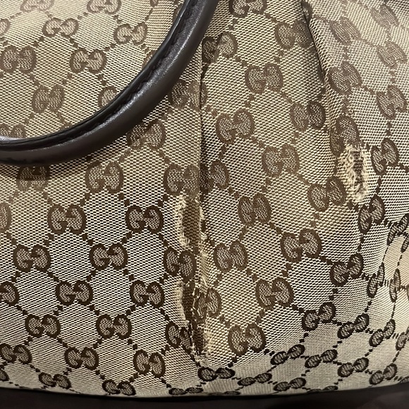 Gucci medium Sukey canvas leather tote bag authentic neutral brown tan - Picture 12 of 16
